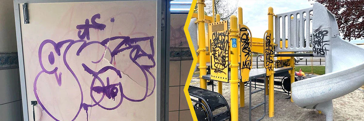 How to remove graffiti from bathroom partitions and playground structures